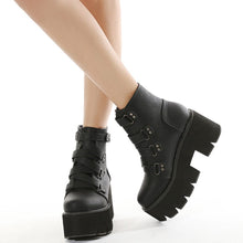 Load image into Gallery viewer, Cap Point Jalil PU Leather Flat platform Short Boots
