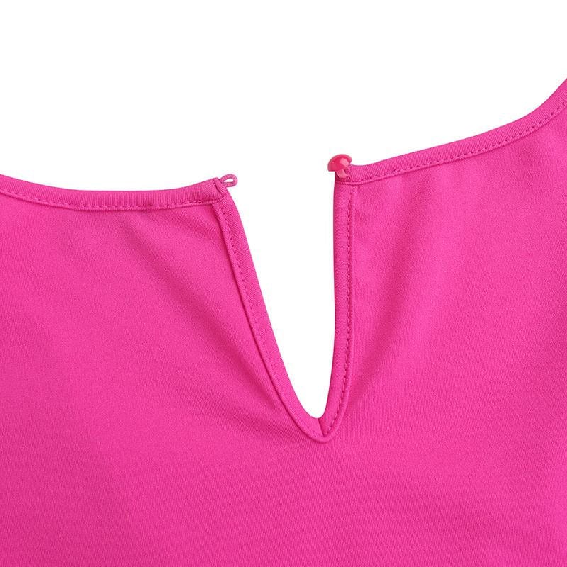 Cap Point Janelle Vintage Puff Sleeve Long Wide Leg Deep V NeckPlaysuits