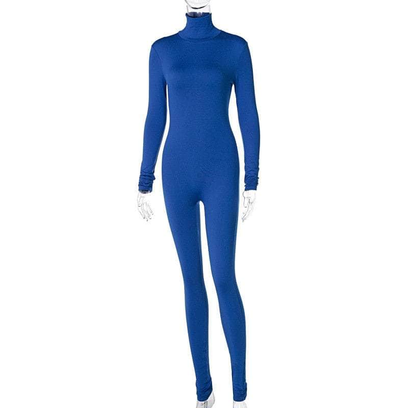Cap Point Jeannette Tassel Splicing Long Sleeve PU Jumpsuit