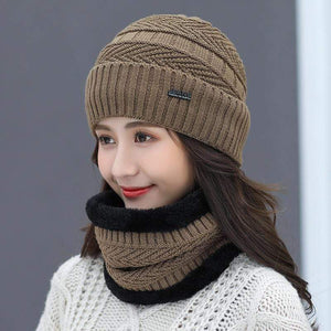 Cap Point Jeans Winter Knitted Hat Scarf Set