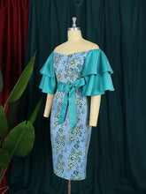Load image into Gallery viewer, Cap Point Jemima Off-shoulder short-sleeved printed dress
