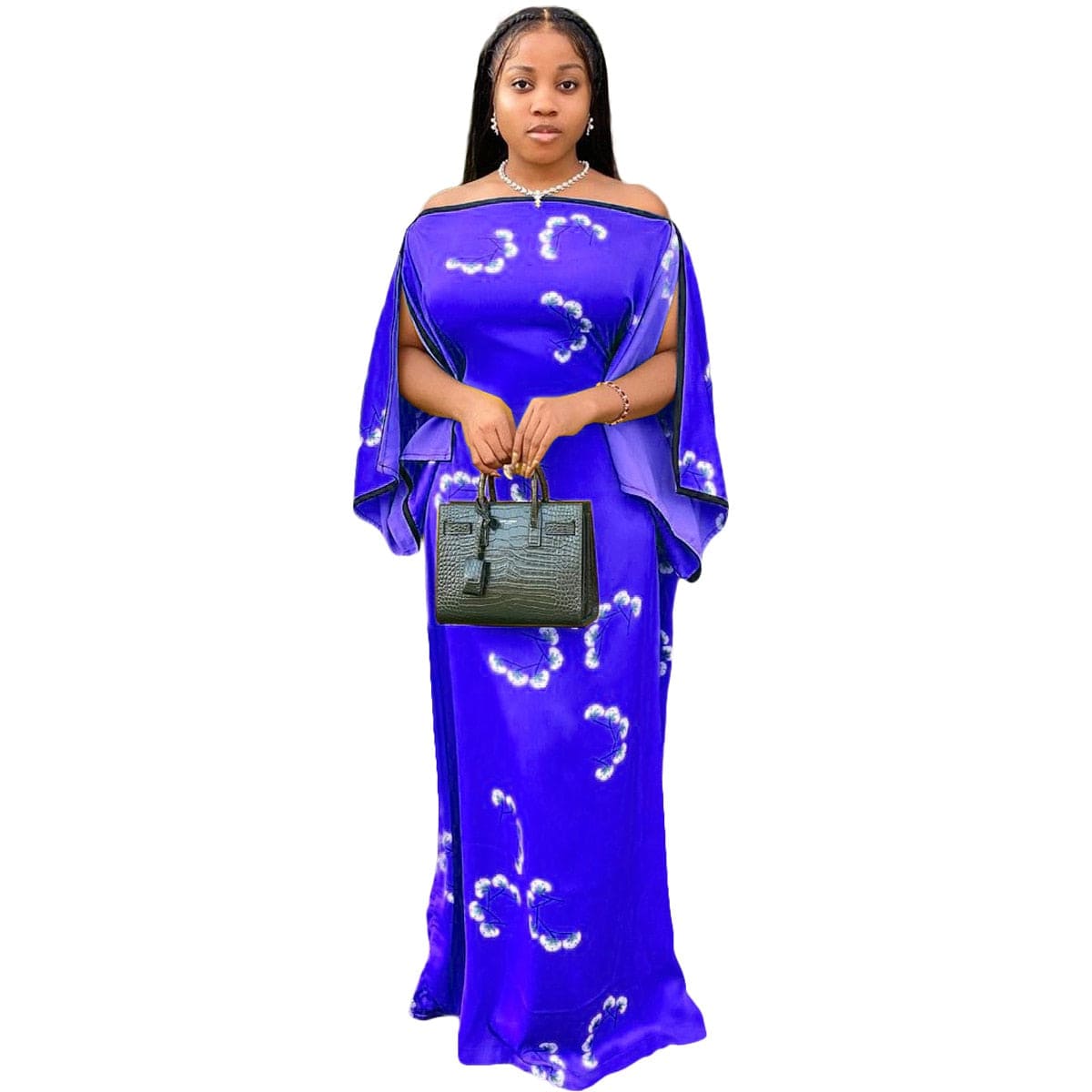 Cap Point Jenny High-end Slash Neck Full Sleeve Chiffon Maxi Dress