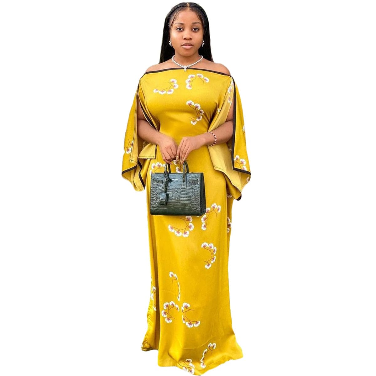 Cap Point Jenny High-end Slash Neck Full Sleeve Chiffon Maxi Dress