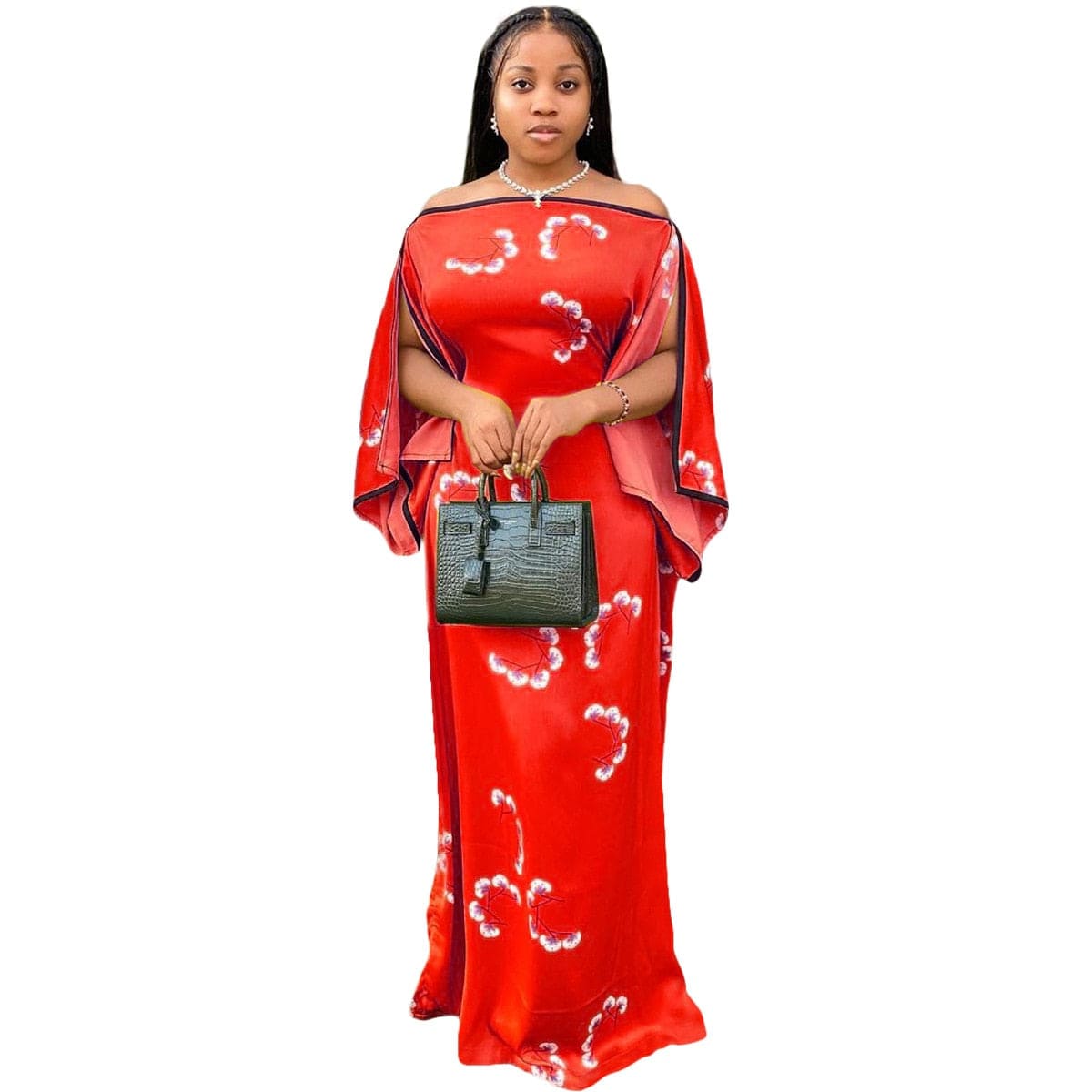 Cap Point Jenny High-end Slash Neck Full Sleeve Chiffon Maxi Dress