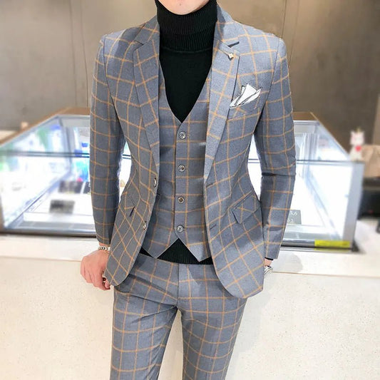 Cap Point Jeremy 3 Piece Slim Fit Formal Suit Blazer Vest Pants