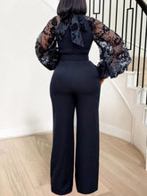 Load image into Gallery viewer, Cap Point Judith High Waist Long Sleeve Lace Patchwork Jumpsuit
