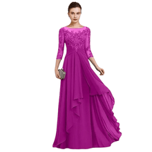 Load image into Gallery viewer, Cap Point Judiyana A Line 3/4 Sleeves Appliue Floor Lengh Chiffon Formal Wedding Dress

