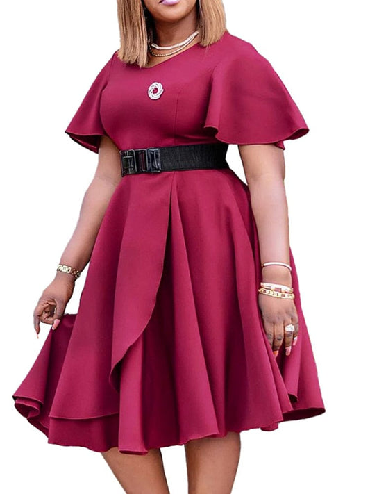 Cap Point Katherine A Line Flare Sleeve High Waist Elegant Party Dress