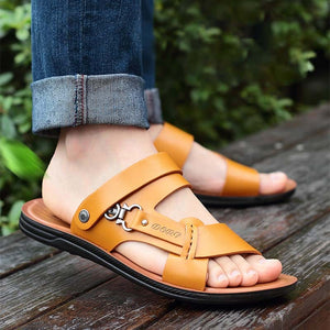 Cap Point khaki / 6.5 Mens Roman Comfortable Outdoor Walking Leather Sandals