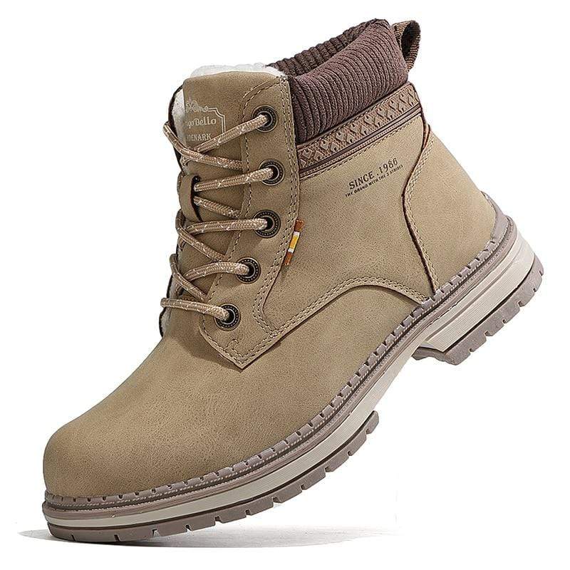 Cap Point khaki / 6 Women's Waterproof PU Leather Plush Warm Winter Boots