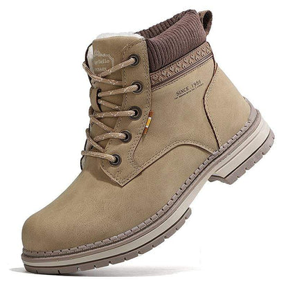 Cap Point khaki / 6 Women's Waterproof PU Leather Plush Warm Winter Boots