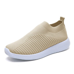 Cap Point Khaki / 7.5 Elegant Breathable Mesh Knit Sock Platform Sneakers