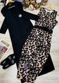 Cap Point Khaki / 8 Office Wear Two Piece Slim Printed Dress And  Full Sleeve Blazer