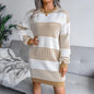 Cap Point Khaki-E / S Elisa Off Shoulder Lantern Long Sleeve Knitted Sweater Dress
