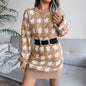 Cap Point Khaki-H / S Elisa Off Shoulder Lantern Long Sleeve Knitted Sweater Dress