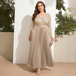 Cap Point Khaki / L Becky Luxury Chic Elegant Large Long Oversized Evening Party Prom Maxi Dress