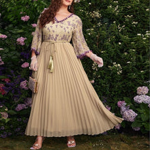 Load image into Gallery viewer, Cap Point Khaki / L Becky Luxury Designer Elegant Women Plus Size Large Maxi Dress
