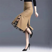 Load image into Gallery viewer, Cap Point Khaki / M Charmaine Irregular Mesh Band Splice High Waist Skirt
