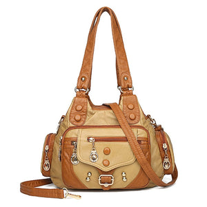 Cap Point khaki / One size Caroline Vintage High Quality Leather Luxury Handbag