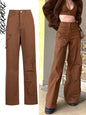 Cap Point Khaki-Patchwork / S Vintage Streetwear Pockets Wide Leg Baggy Cargo Jeans Pants