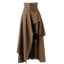 Load image into Gallery viewer, Cap Point Khaki / S Helen Vintage Irregular High Waist Lace Up Maxi Skirt
