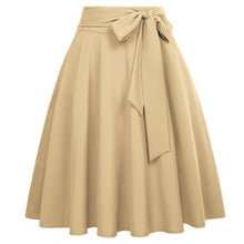 Load image into Gallery viewer, Cap Point Khaki / S Perline Belle Poque High Waist Self-Tie Bow-Knot Embellished  A-Line Skirt

