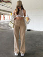 Cap Point Khaki / S Vintage Streetwear Pockets Wide Leg Baggy Cargo Jeans Pants