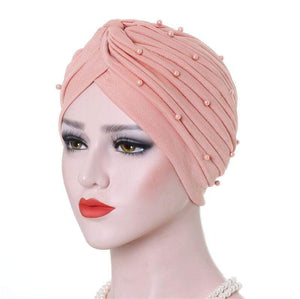 Cap Point Khaki Solid folds pearl inner hijab cap