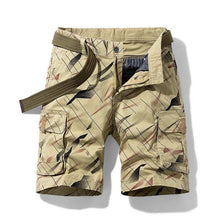 Load image into Gallery viewer, Cap Point Khaki stripes / 29 Men Cargo Camouflage Short
