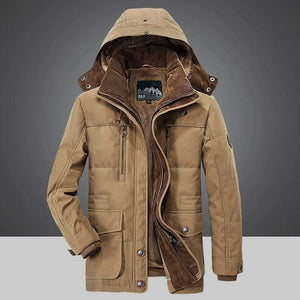 Cap Point Khaki / XS Winter coat with fur lining and removable hood for men