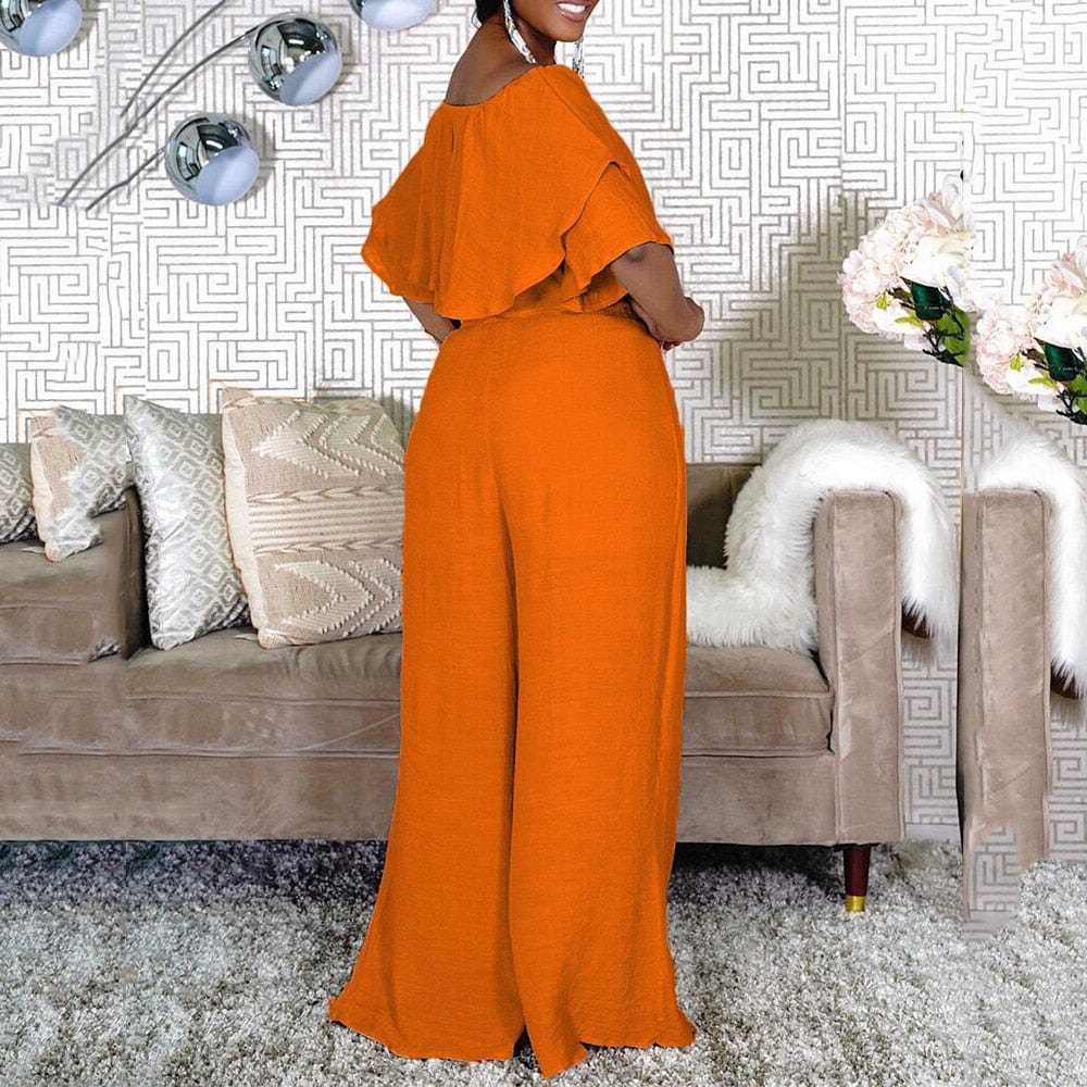 Cap Point Kristine Oversized 2 Piece Loose Wide Leg Pants Fashion Off Shoulder Crop Top
