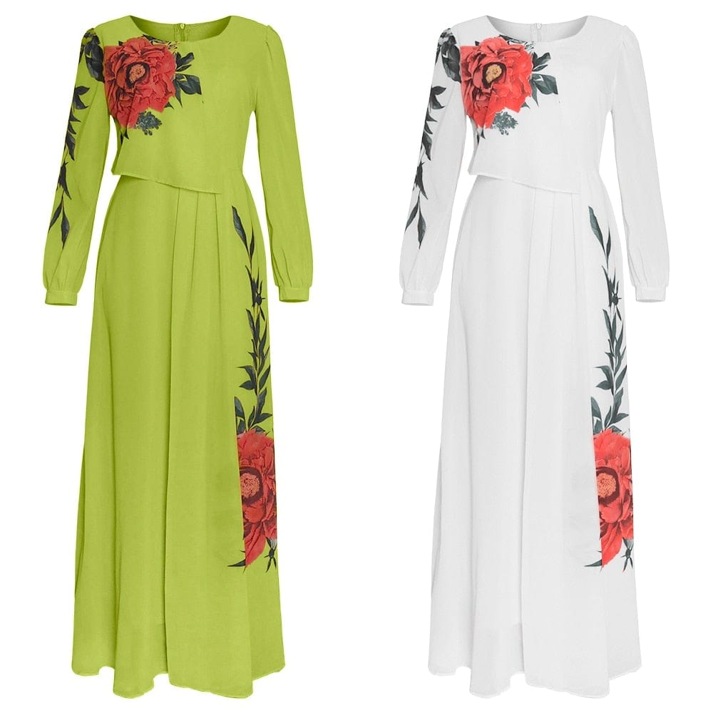 Cap Point La Katangaise Long Sleeve Maxi Dress