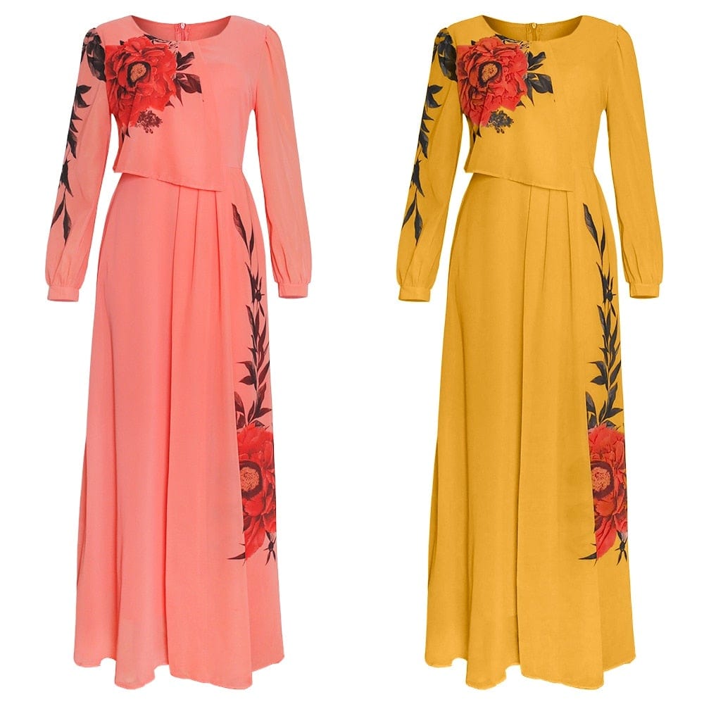 Cap Point La Katangaise Long Sleeve Maxi Dress