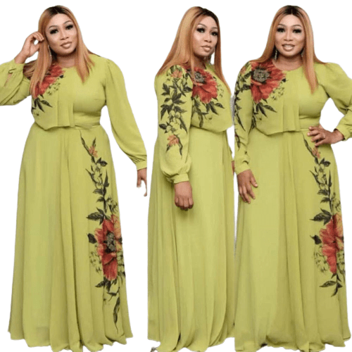 Cap Point La Katangaise Long Sleeve Maxi Dress