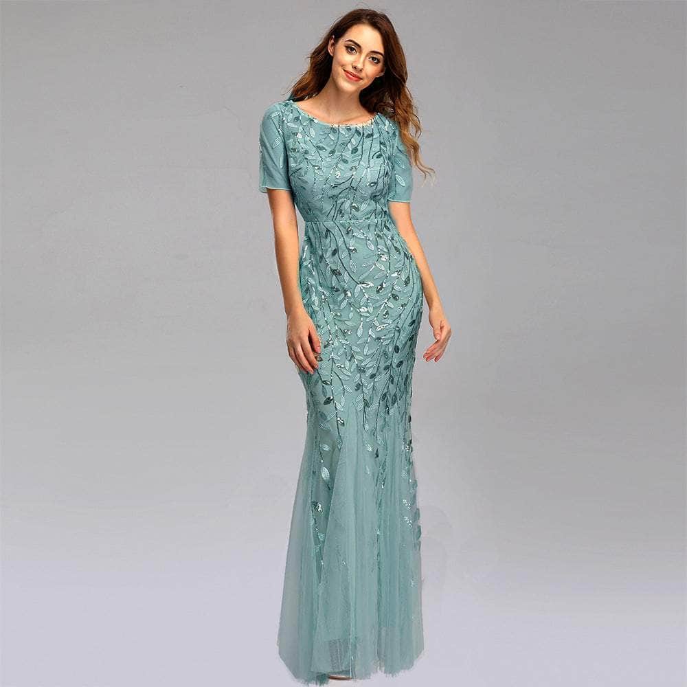 Cap Point Lake Blue / US04 Salome Round Neck Evening Dress