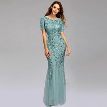 Load image into Gallery viewer, Cap Point Lake Blue / US04 Salome Round Neck Evening Dress
