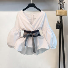 Load image into Gallery viewer, Cap Point Lantern Sleeve Blouse Shirt

