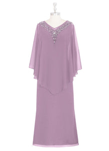 Cap Point Lavender / 2 Mother of The Bride Dresses Grace V-neck with Chiffon Beading Mother Dress