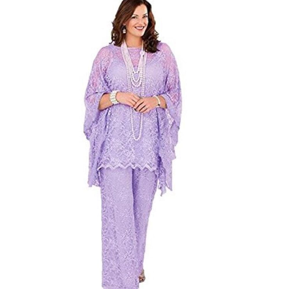 Cap Point Lavender / 8 Geneva 3 Piece Long Sleeve Mother of the Bride Pant Suit