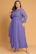 Load image into Gallery viewer, Cap Point Lavender / L Francine Pleated Lace Cardigans and Chiffon Layer Dress with Belt
