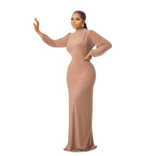 Load image into Gallery viewer, Cap Point Lavender / S Emilie Long Dress Solid Full Sleeve O-neck Strechy A-line Maxi Dress
