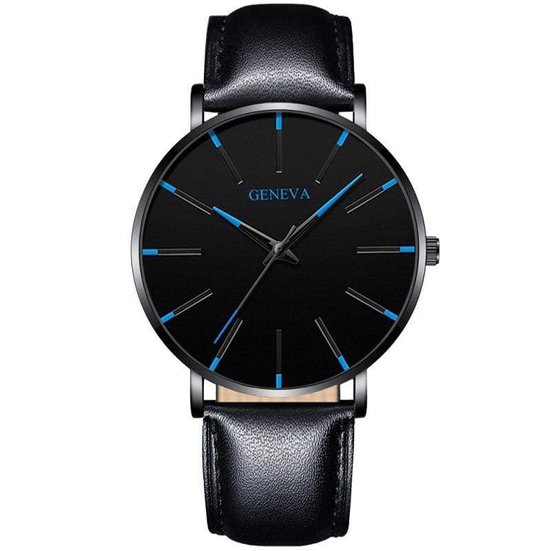 Cap Point Leather black blue Geneva Men Elegant Watch