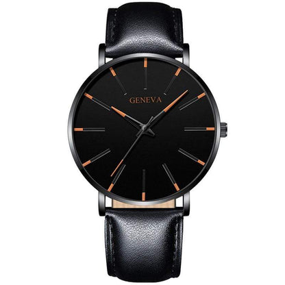 Cap Point Leather black orange Geneva Men Elegant Watch