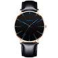 Cap Point Leather black rosy blue Geneva Men Elegant Watch