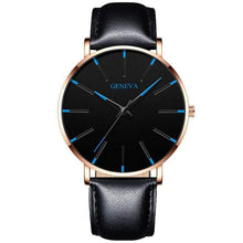 Load image into Gallery viewer, Cap Point Leather black rosy blue Geneva Men Elegant Watch
