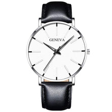 Load image into Gallery viewer, Cap Point Leather black silver white Geneva Men Elegant Watch
