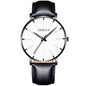 Cap Point Leather black white Geneva Men Elegant Watch