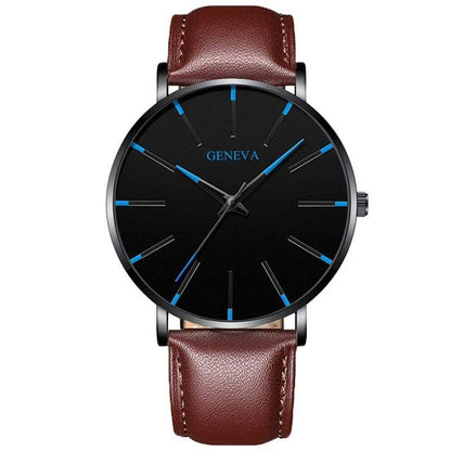 Cap Point Leather brown black blue Geneva Men Elegant Watch