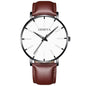 Cap Point Leather brown black white Geneva Men Elegant Watch