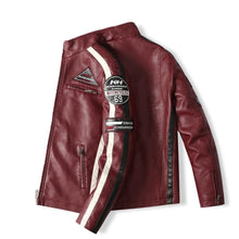 Load image into Gallery viewer, Cap Point Leather Embroidered Aviator Men Motorcycle Jacket
